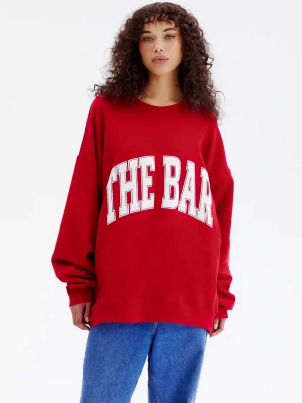 The Bar Red Varsity Sweatshirt with White Logo